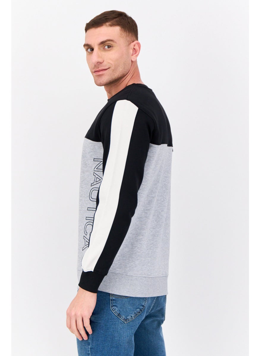 Men Crew Neck Brand Logo Long Sleeve Sweatshirt, Multicolor