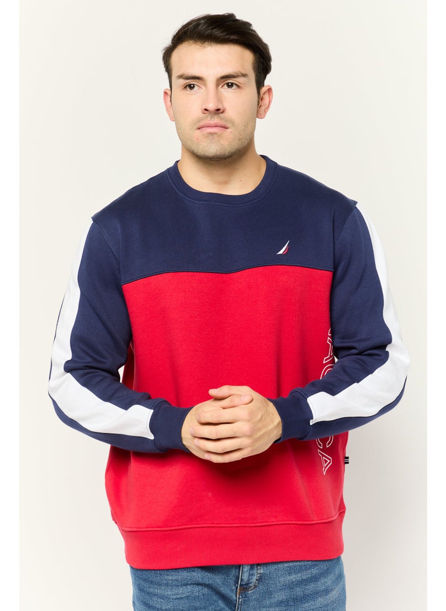 Men Crew Neck Colorblock Long Sleeve Sweatshirts, Multicolor