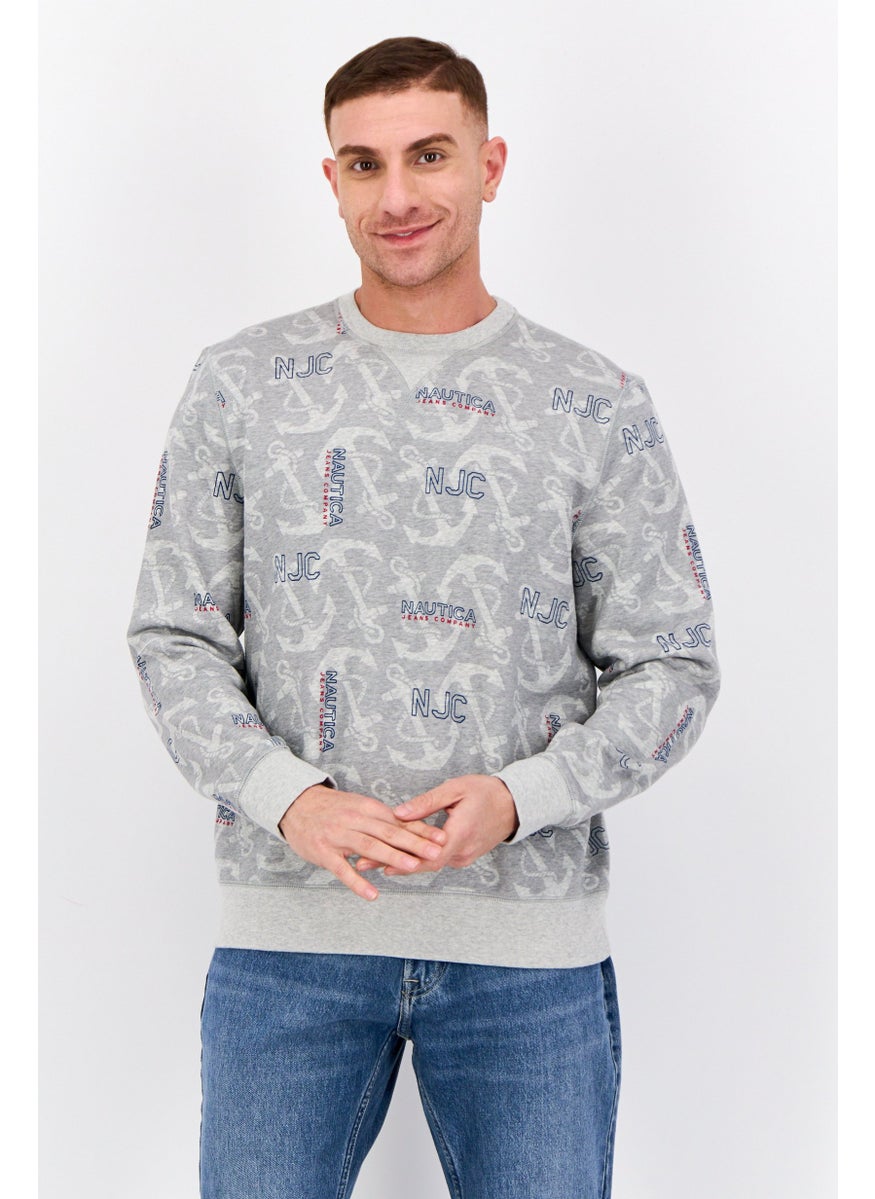 Men Crew Neck Allover Print Long Sleeves Sweatshirt, Multicolor