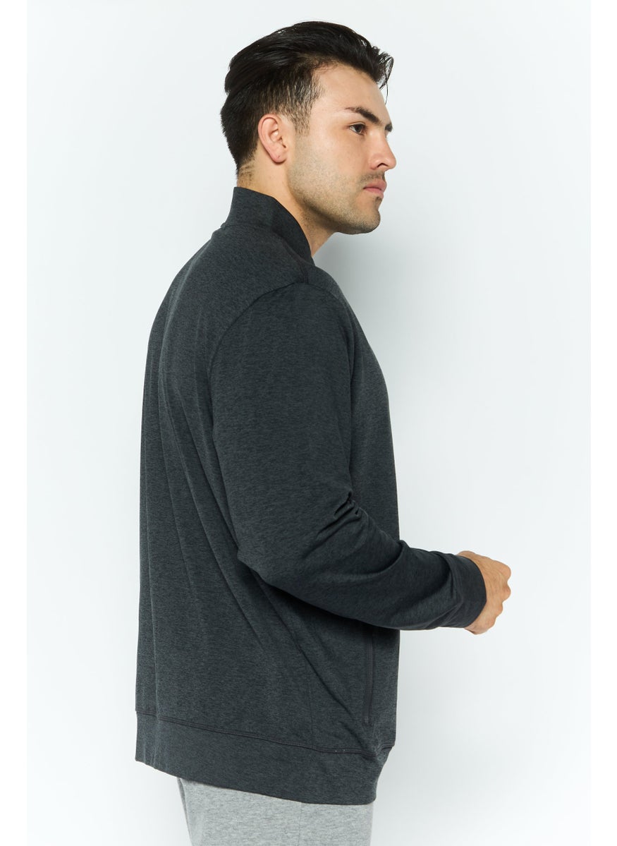 Men Sportswear Fit Long Sleeve Outdoor Hoodie, Charcoal