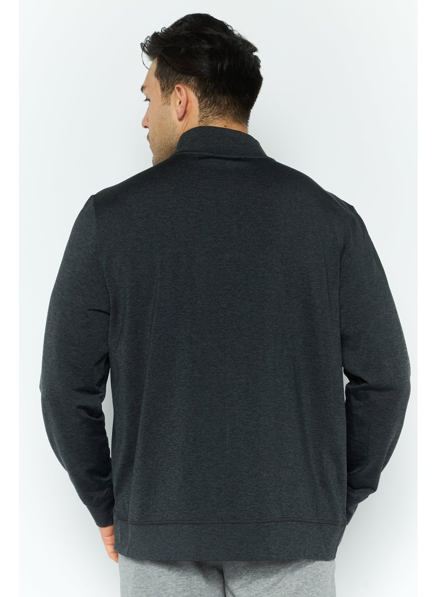 Men Sportswear Fit Long Sleeve Outdoor Hoodie, Charcoal
