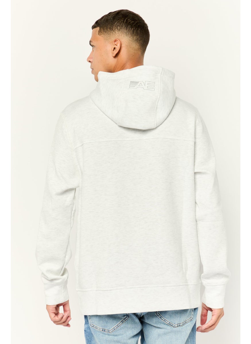 Men Heather Long Sleeves Hooded Sweatshirts, Light Grey