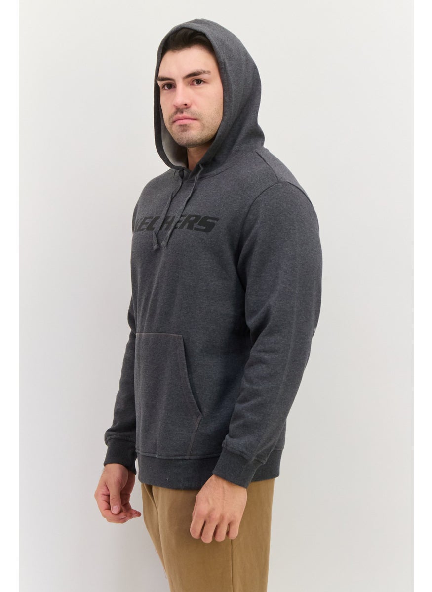 Men Sportswear Fit Long Sleeves Outdoor Sweatshirt, Charcoal Grey