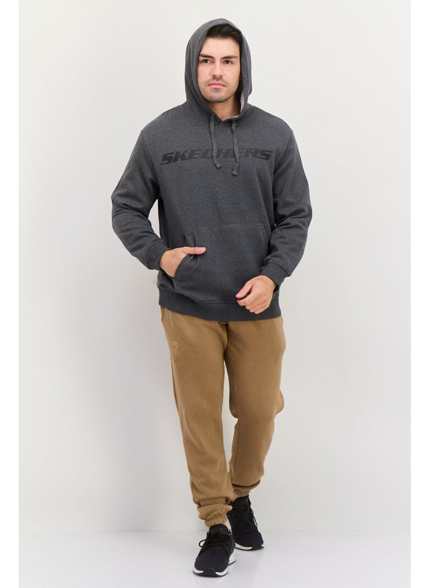 Men Sportswear Fit Long Sleeves Outdoor Sweatshirt, Charcoal Grey