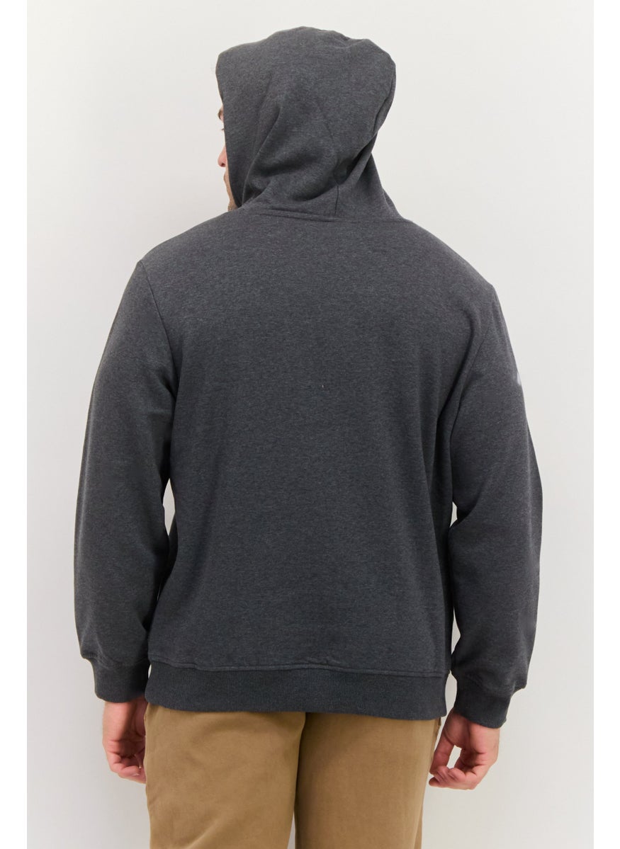 Men Sportswear Fit Long Sleeves Outdoor Sweatshirt, Charcoal Grey