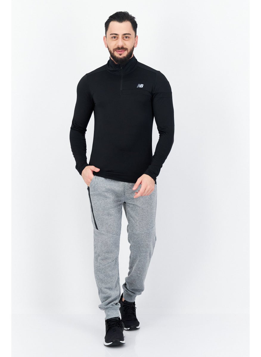 Men Sportswear Fit High Neck Long Sleeves Running Sweatshirt, Black