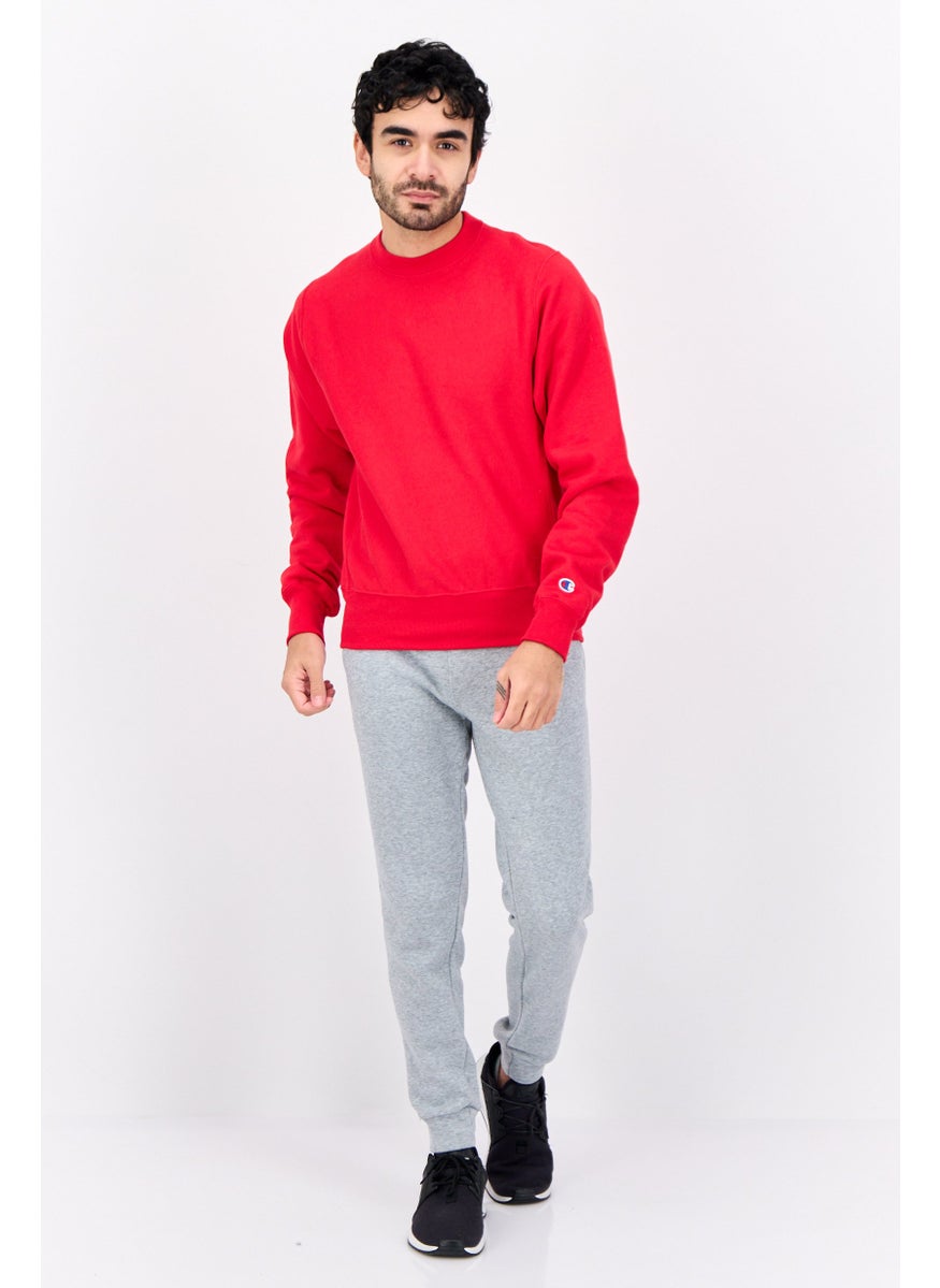 Men Sportswear Fit Long Sleeve Outdoor Sweatshirts, Red