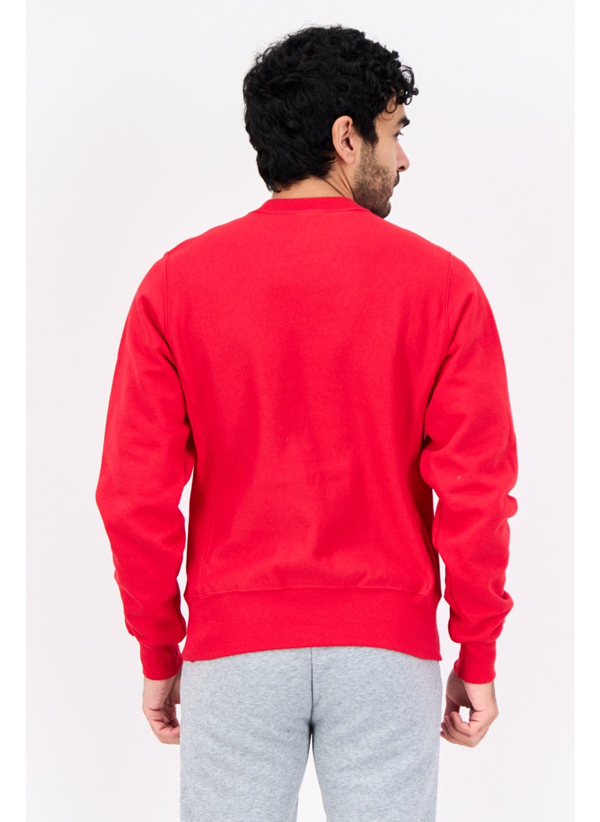 Men Sportswear Fit Long Sleeve Outdoor Sweatshirts, Red