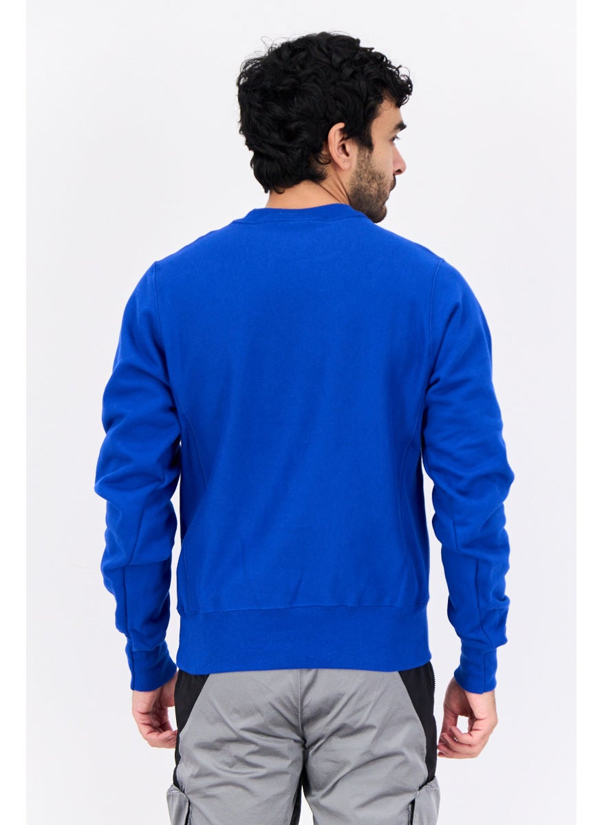 Men Sportswear Fit Long Sleeve Outdoor Sweatshirts, Blue