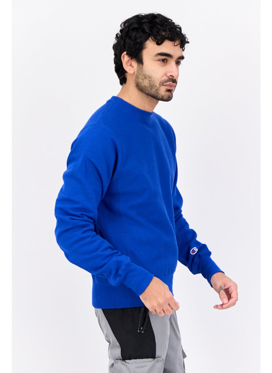 Men Sportswear Fit Long Sleeve Outdoor Sweatshirts, Blue