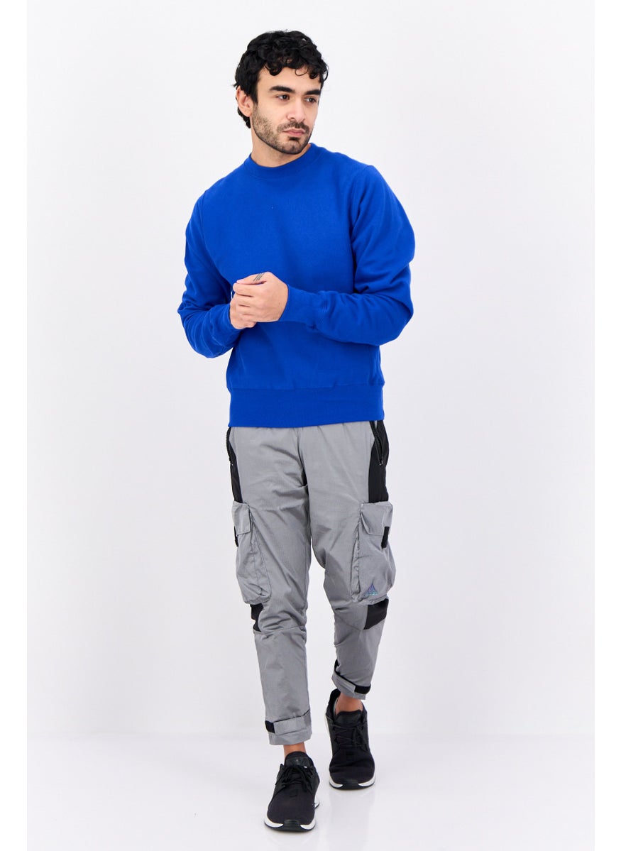 Men Sportswear Fit Long Sleeve Outdoor Sweatshirts, Blue
