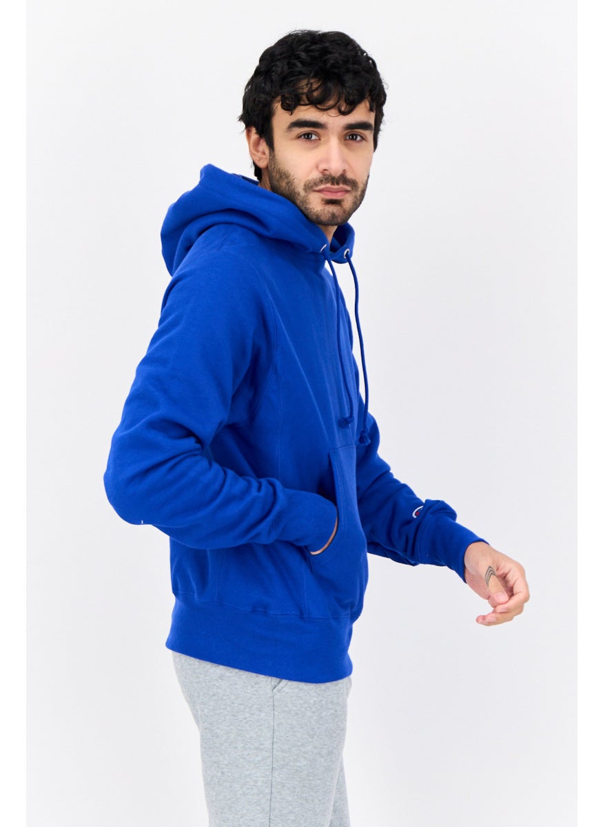 Men Sportswear Fit Long Sleeve Outdoor Hoodies, Blue