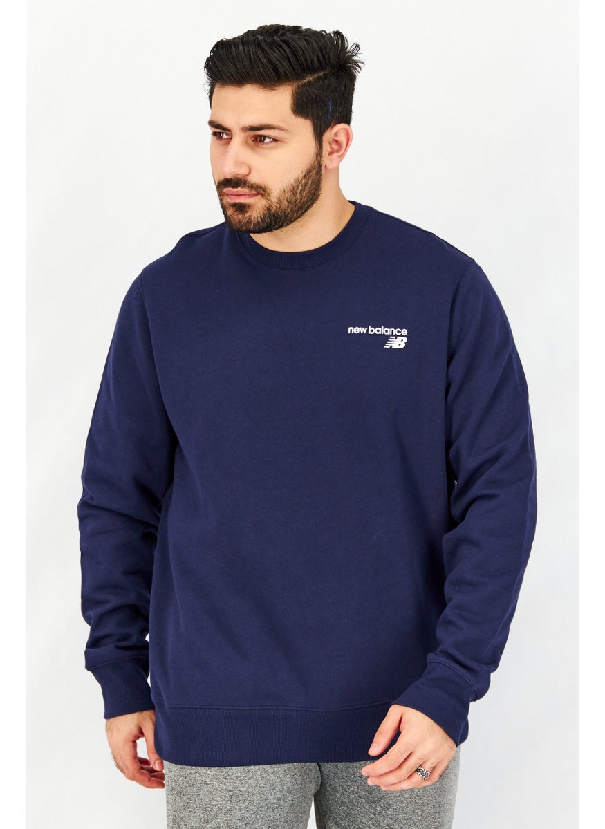 Men Sportswear Fit Brand Logo Sweatshirt, Navy
