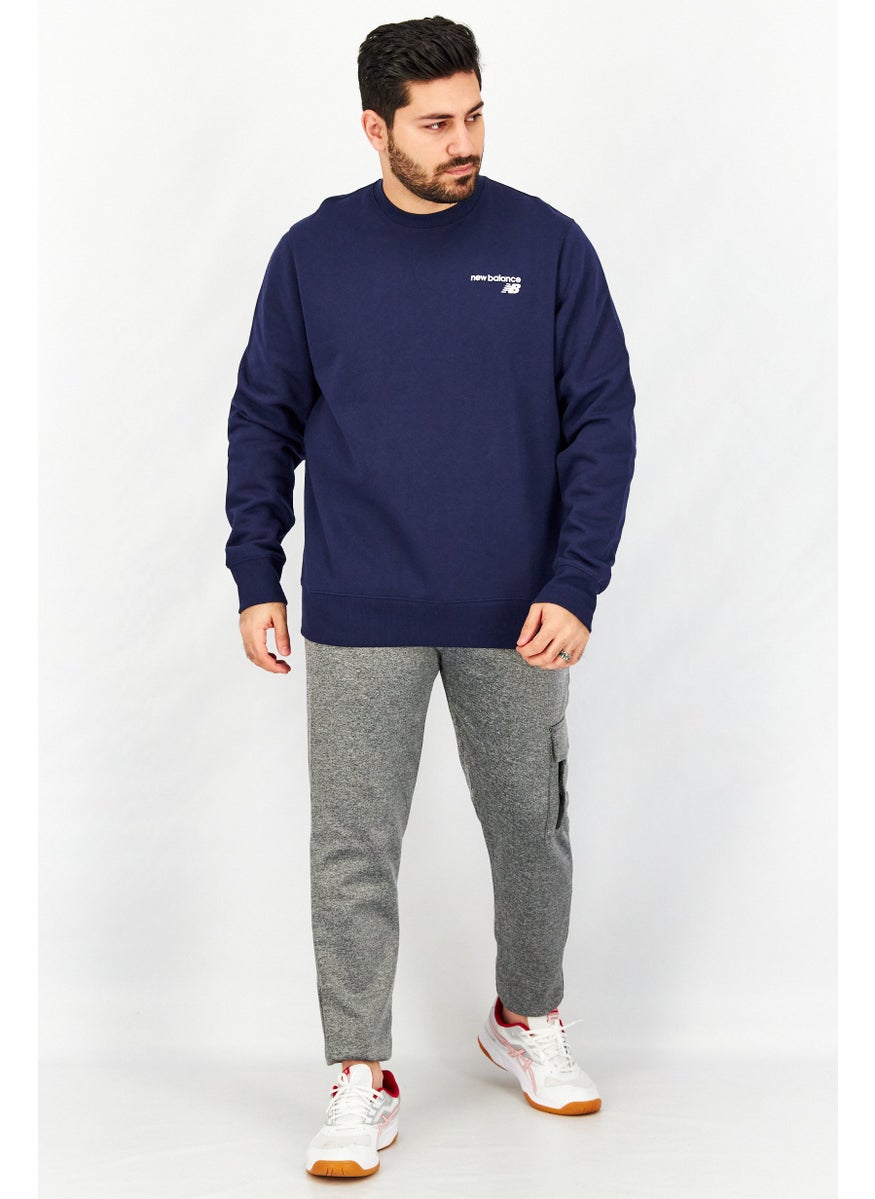 Men Sportswear Fit Brand Logo Sweatshirt, Navy