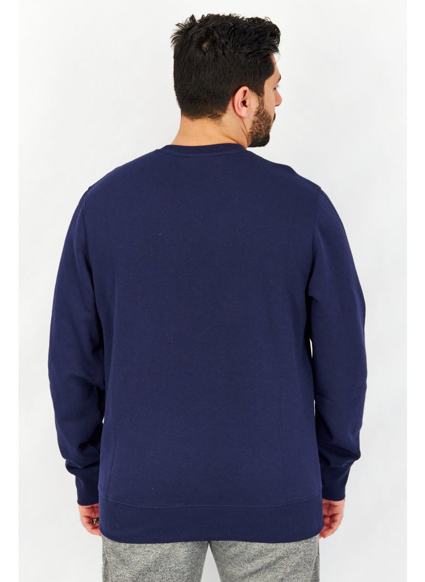 Men Sportswear Fit Brand Logo Sweatshirt, Navy