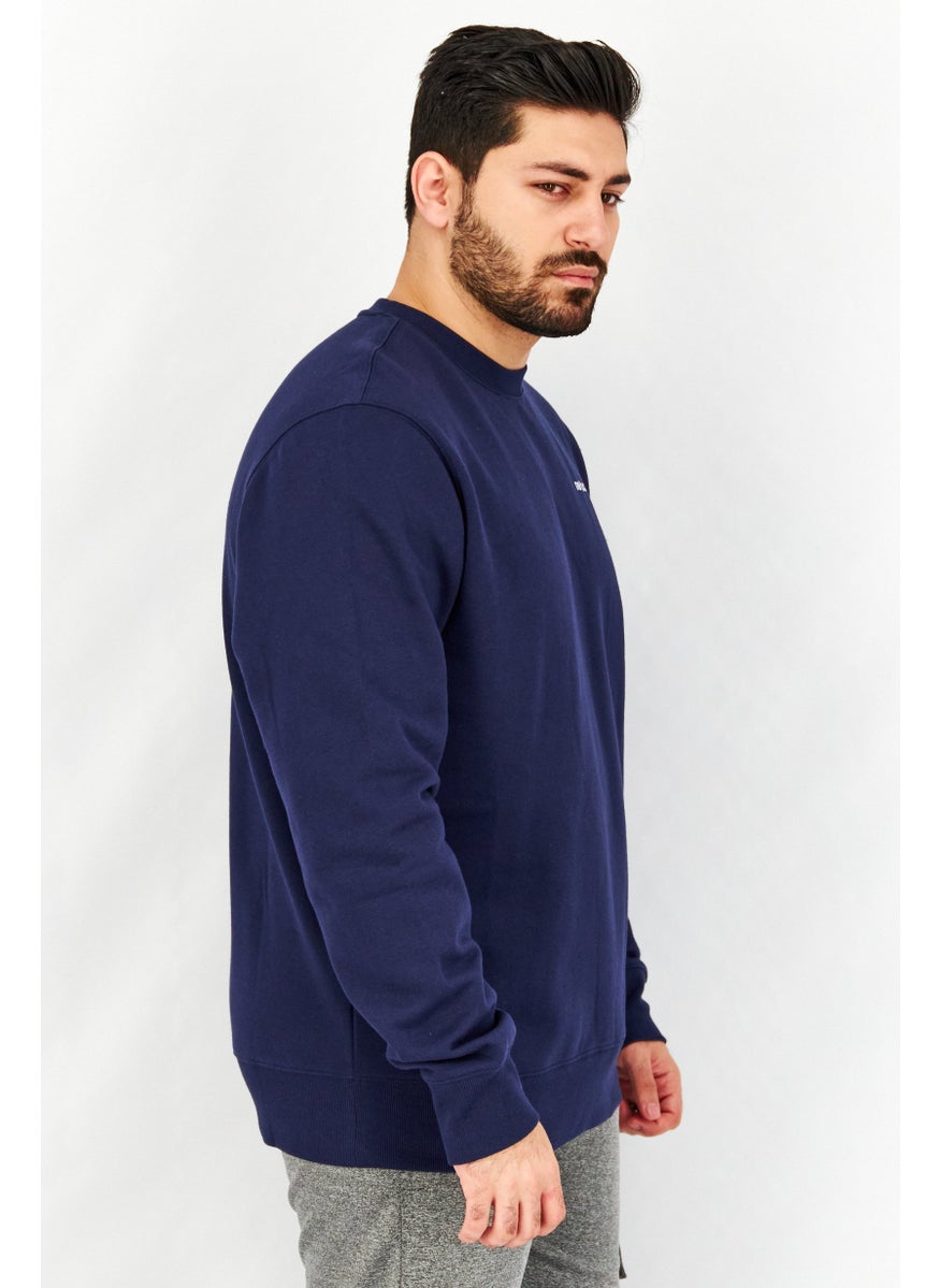 Men Sportswear Fit Brand Logo Sweatshirt, Navy