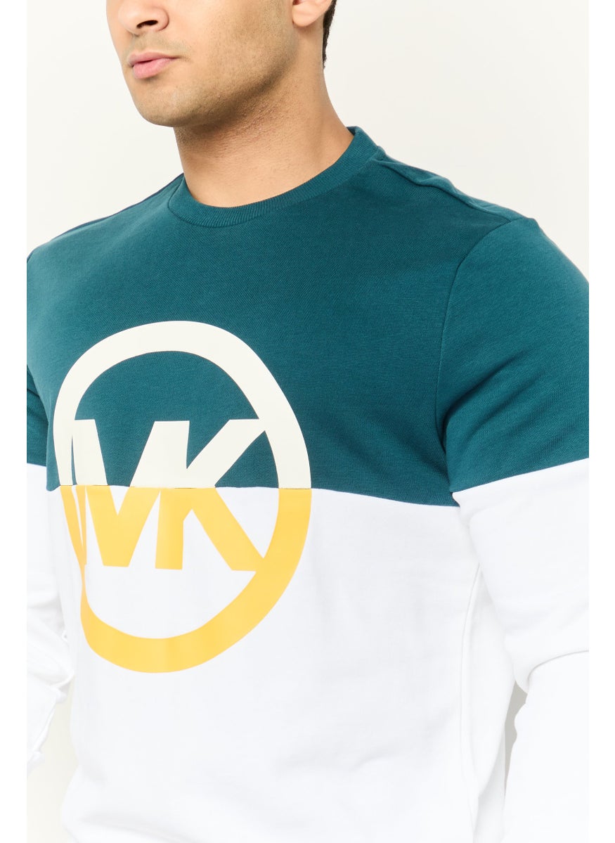 Men Crew Neck Long Sleeves Brand Logo Sweatshirts, Multicolor