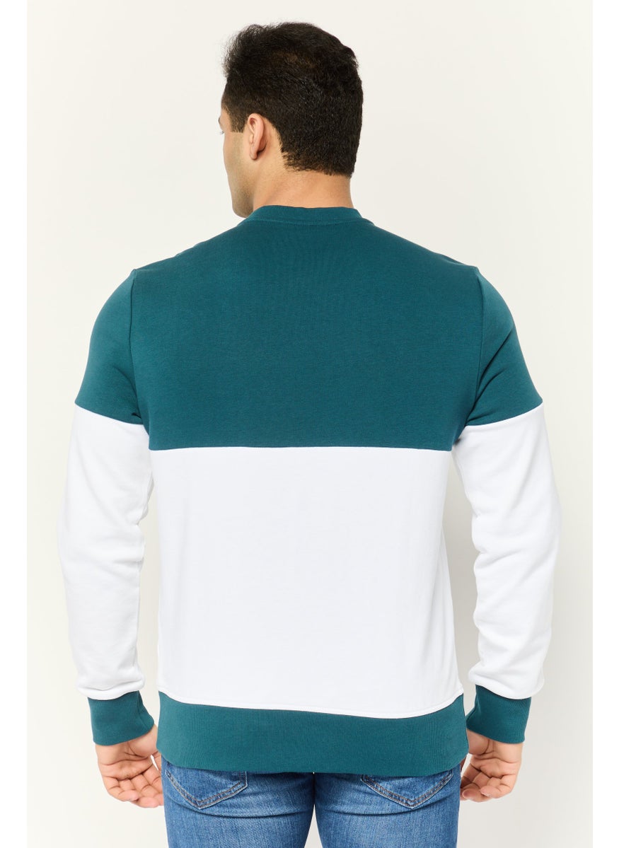 Men Crew Neck Long Sleeves Brand Logo Sweatshirts, Multicolor