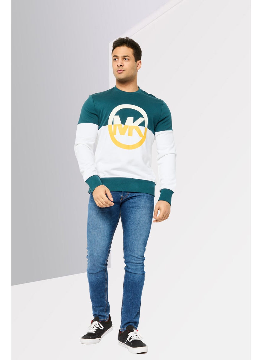 Men Crew Neck Long Sleeves Brand Logo Sweatshirts, Multicolor