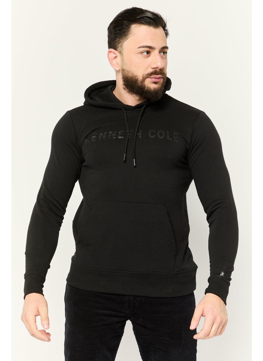 Men Long Sleeve Brand Logo Hoodie, Black