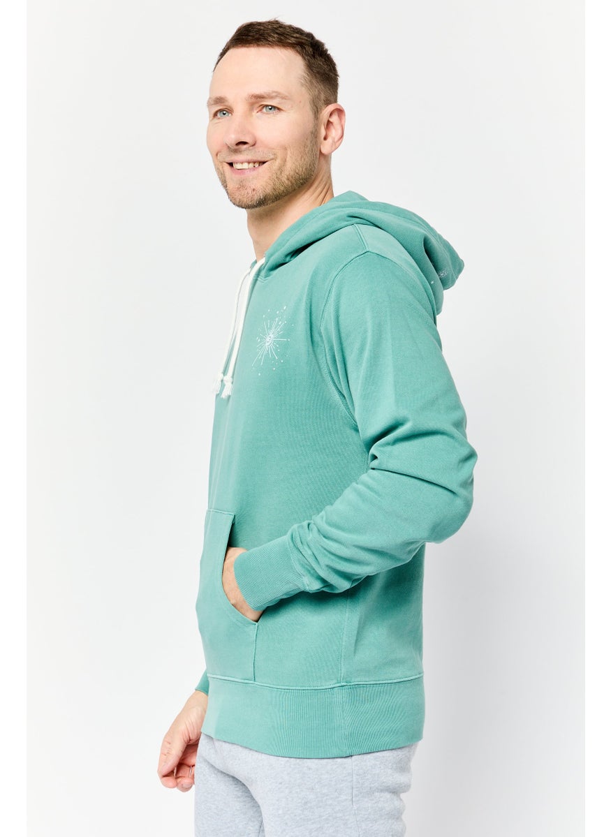 Men Sportswear Fit Long Sleeve Outdoor Hoodie, Hunter Green
