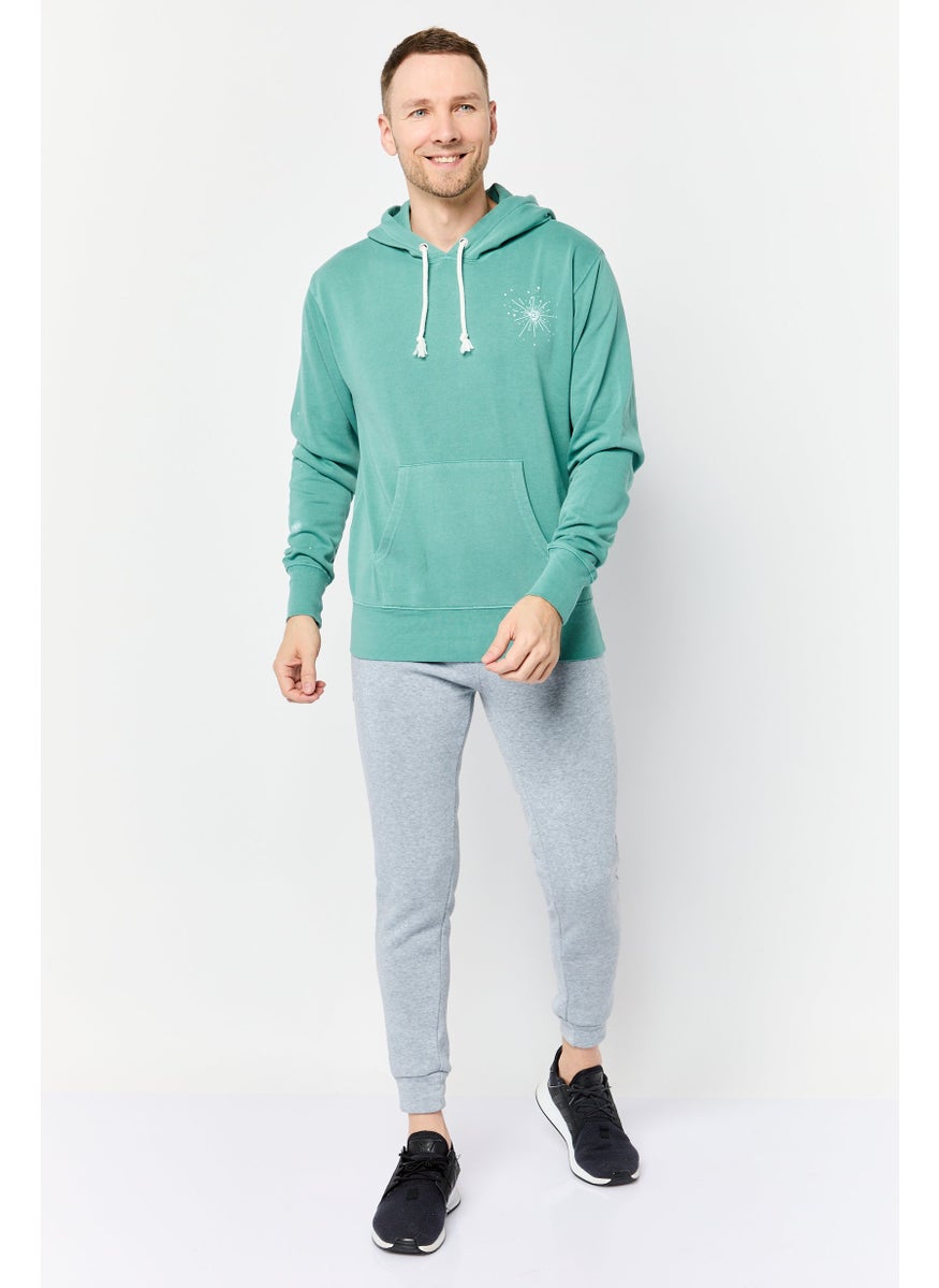 Men Sportswear Fit Long Sleeve Outdoor Hoodie, Hunter Green