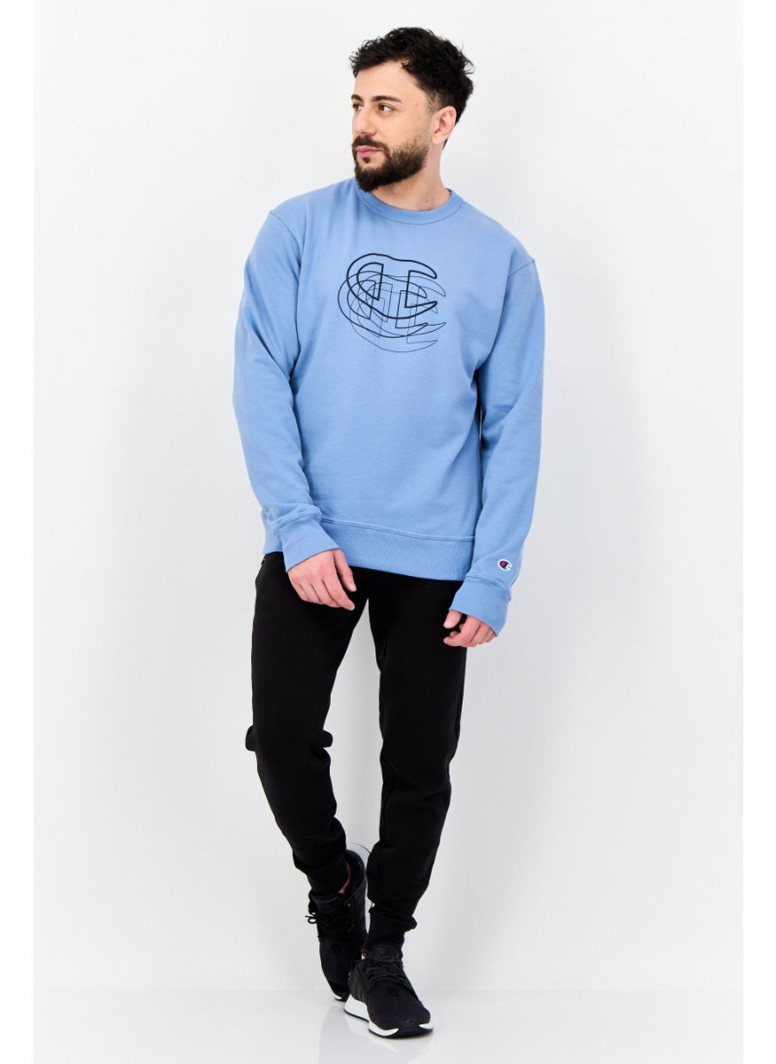 Men Sportswear Fit Outdoor Sweatshirt, Light Blue