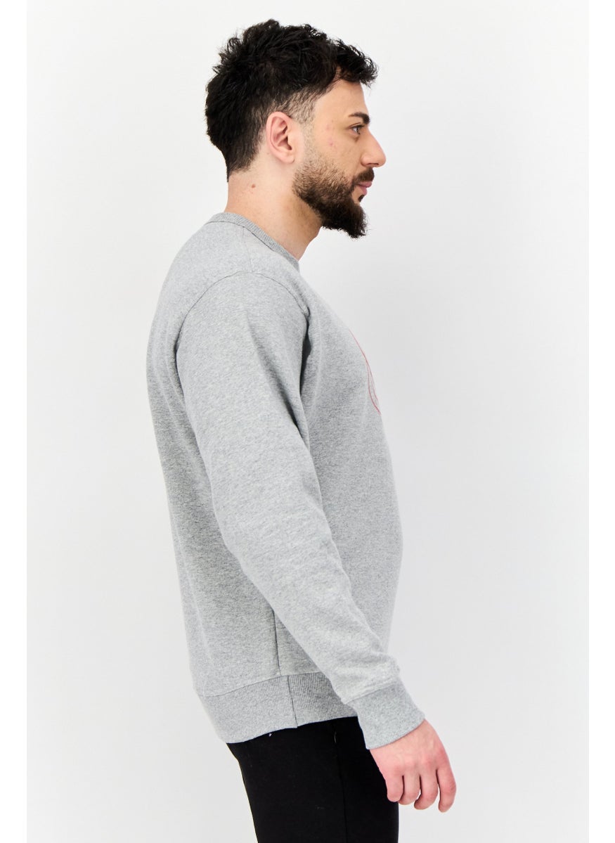 Men Sportswear Fit Long Sleeve Outdoor Sweatshirt, Grey