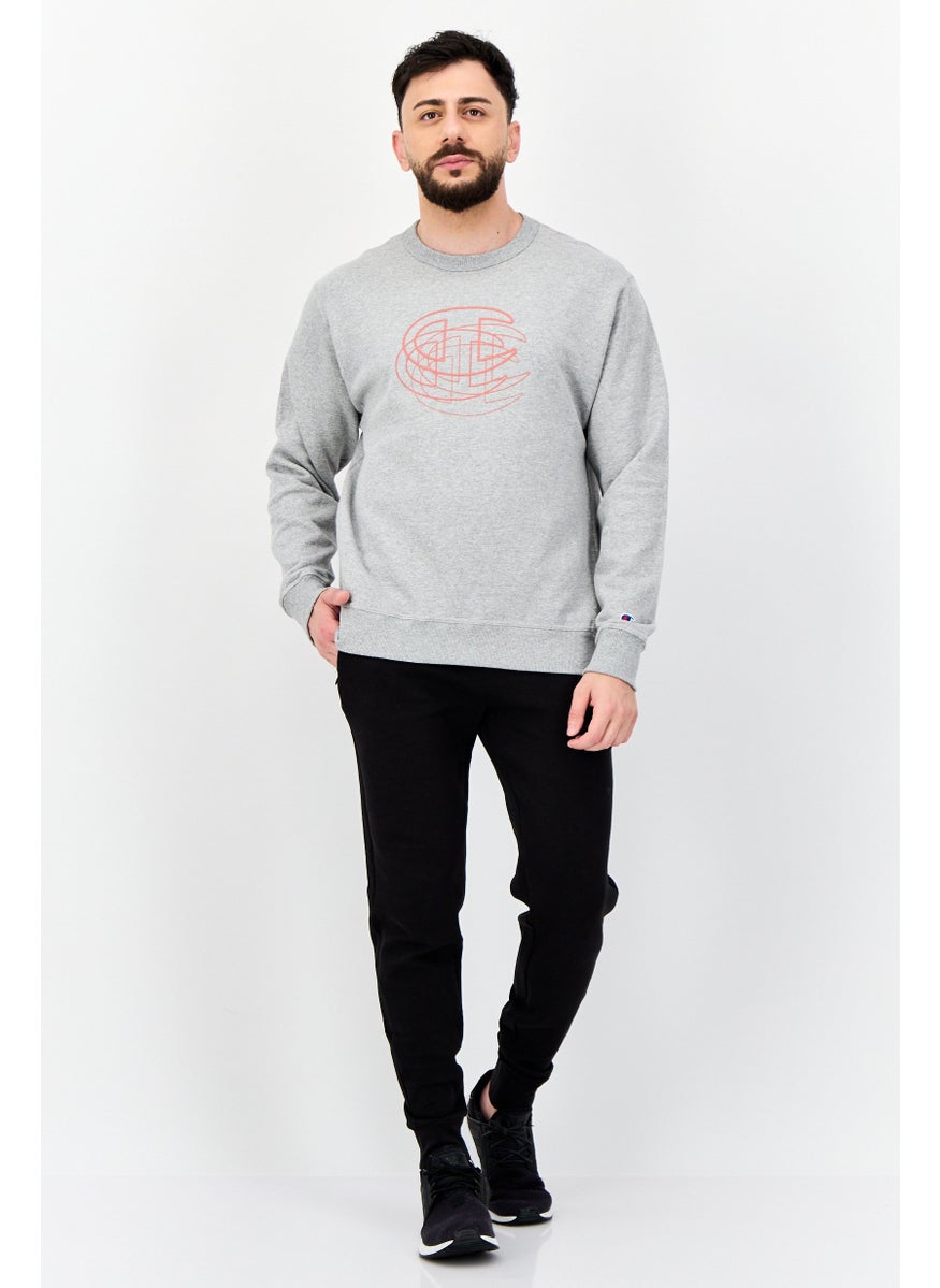 Men Sportswear Fit Long Sleeve Outdoor Sweatshirt, Grey