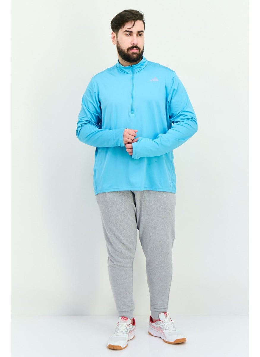 Men Sportswear Fit Long Sleeve Outdoor Sweatshirt, Light Blue
