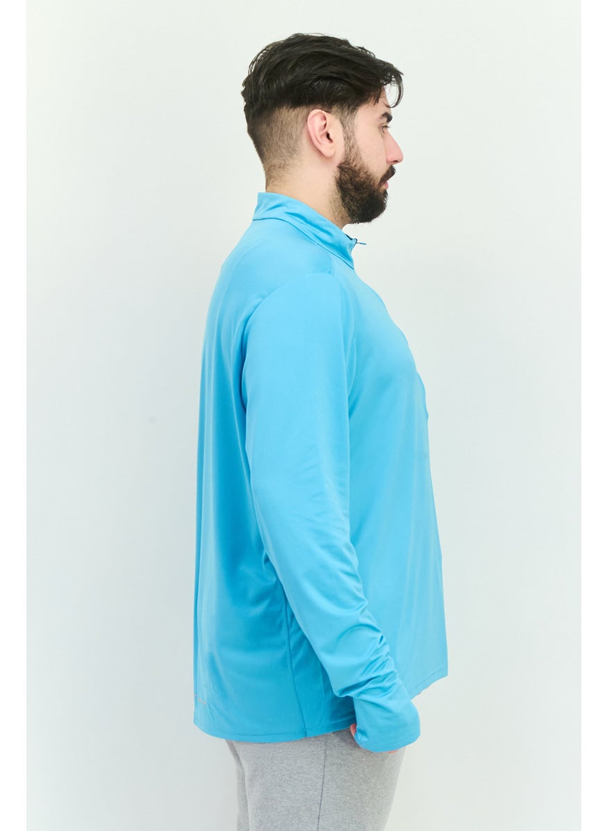 Men Sportswear Fit Long Sleeve Outdoor Sweatshirt, Light Blue