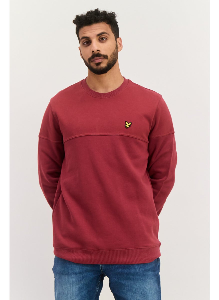 Men Crew Neck Brand Logo Sweatshirt, Maroon