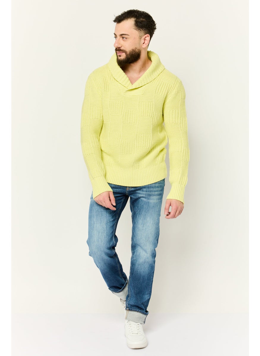 Men V-Neck Knitted Sweater, Yellow