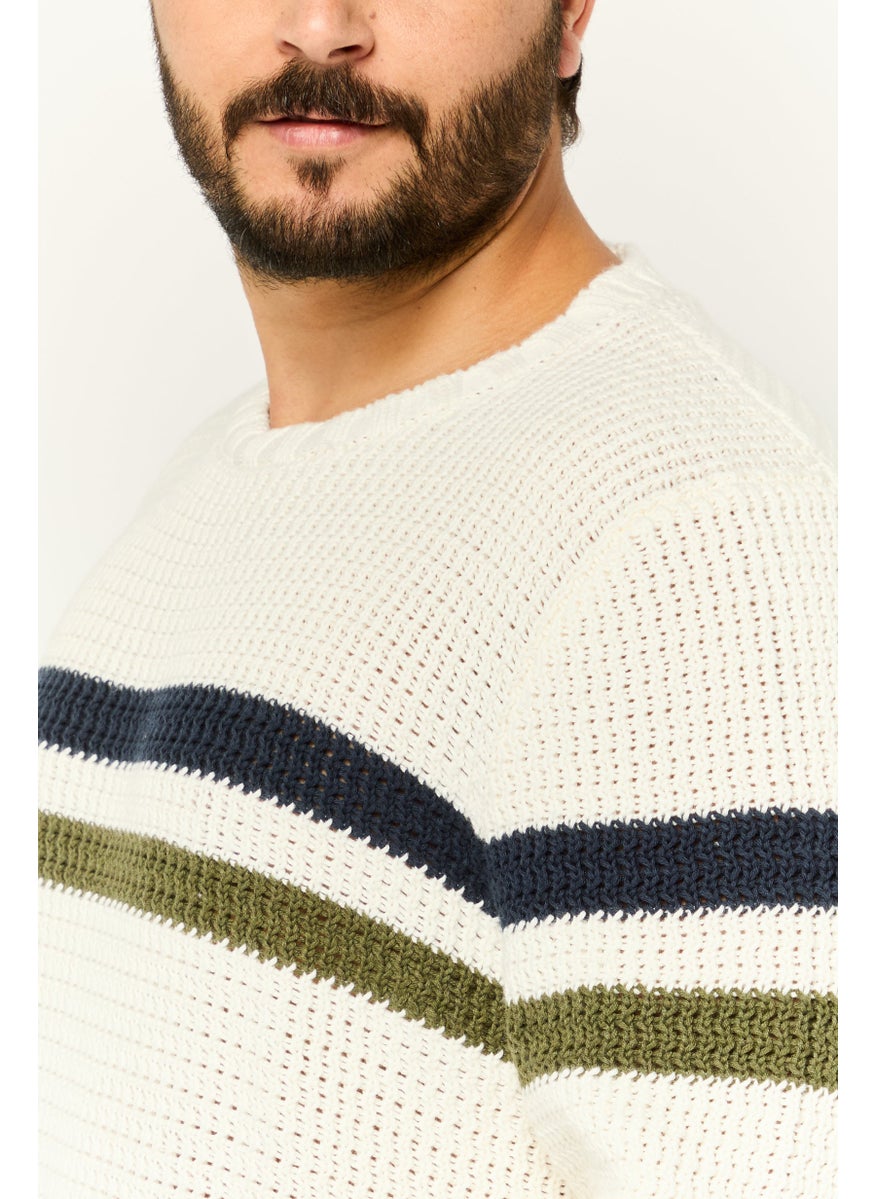 Men Crew Neck Knitted Sweater, Multicolor