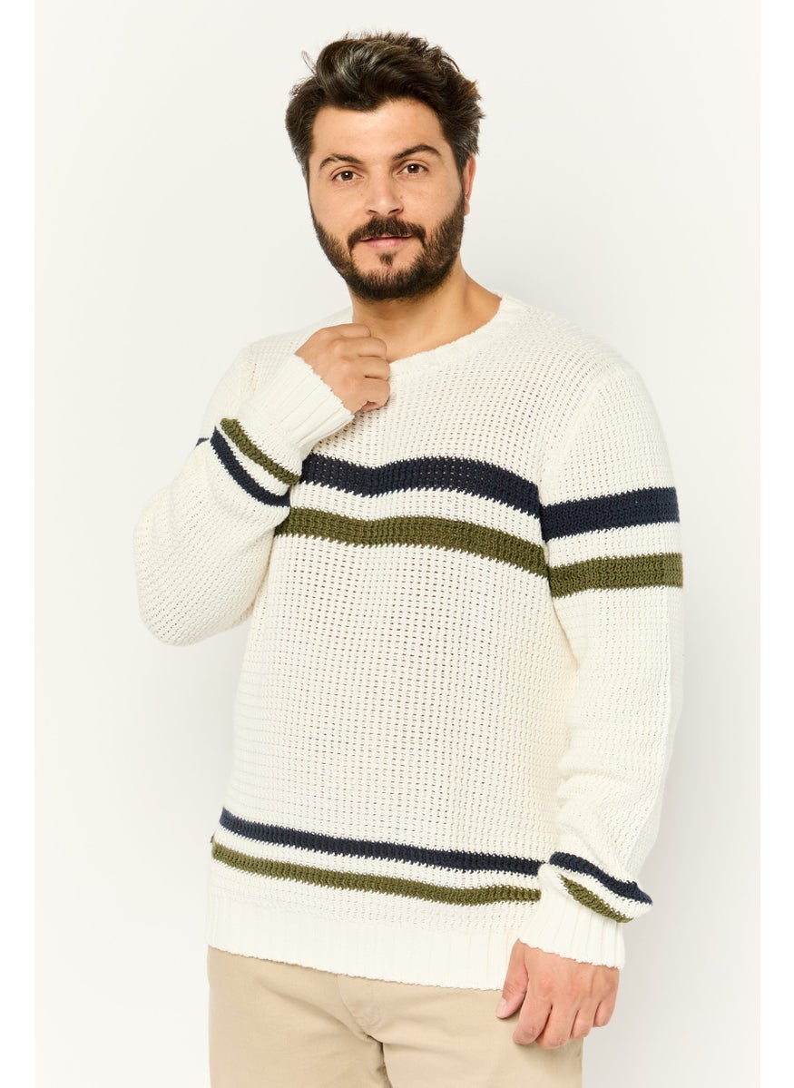 Men Crew Neck Knitted Sweater, Multicolor