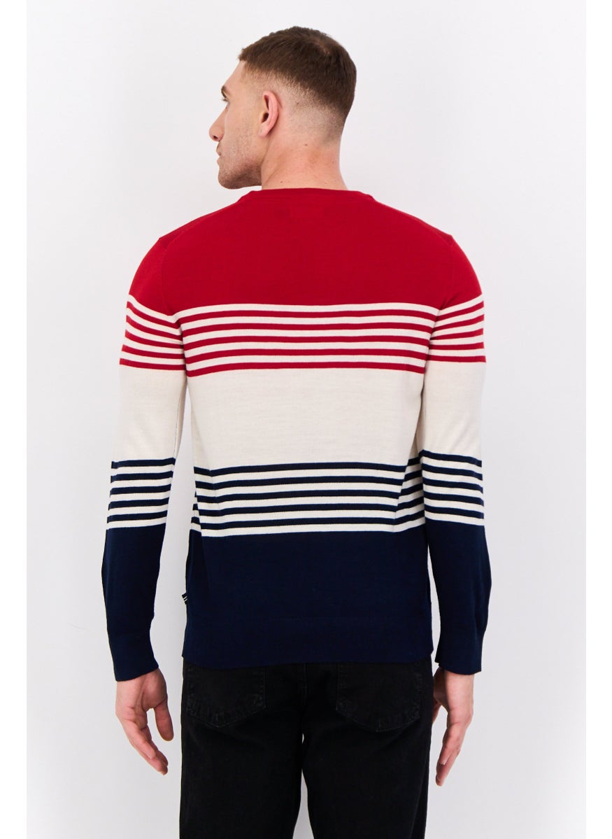 Men Crew Neck Embroidered Logo Sweater, Multicolor
