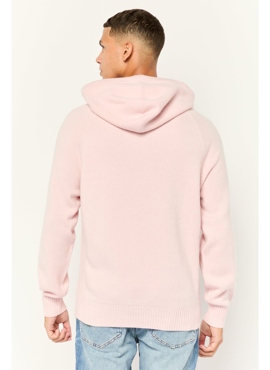 Men Solid Knitted Sweater, Pink