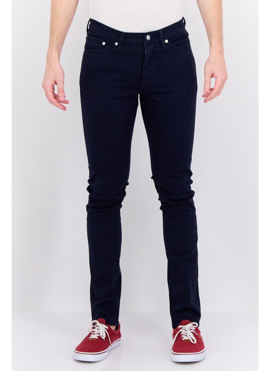Men Extra Slim Fit Solid Stretchable Jeans, Dark Blue