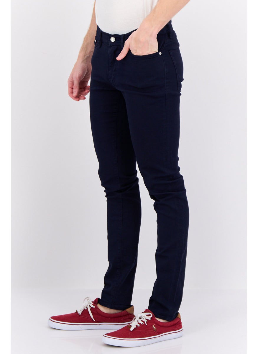 Men Extra Slim Fit Solid Stretchable Jeans, Dark Blue
