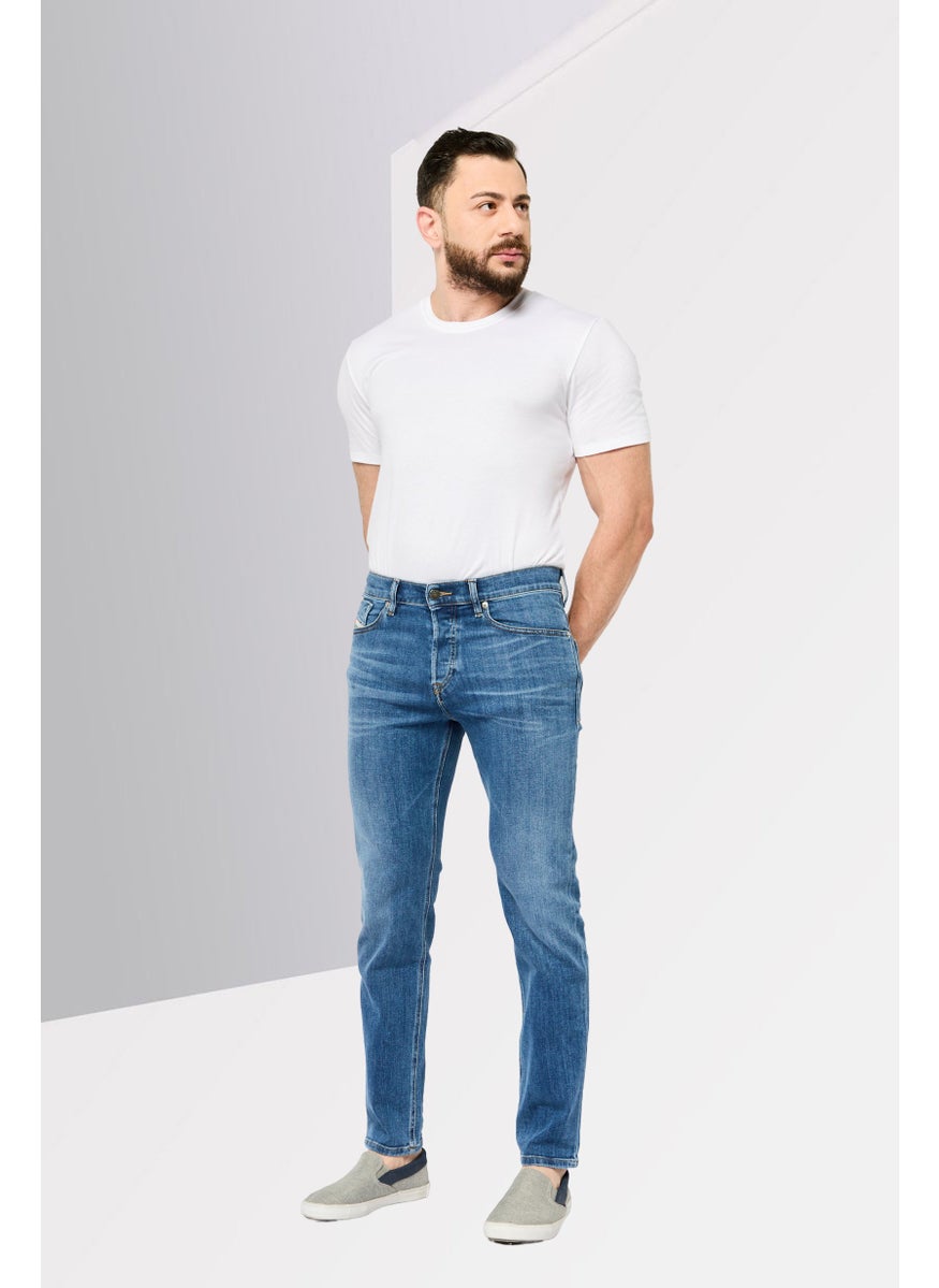 Men Tapered Fit Washed Stretchable D Fining Jeans, Blue