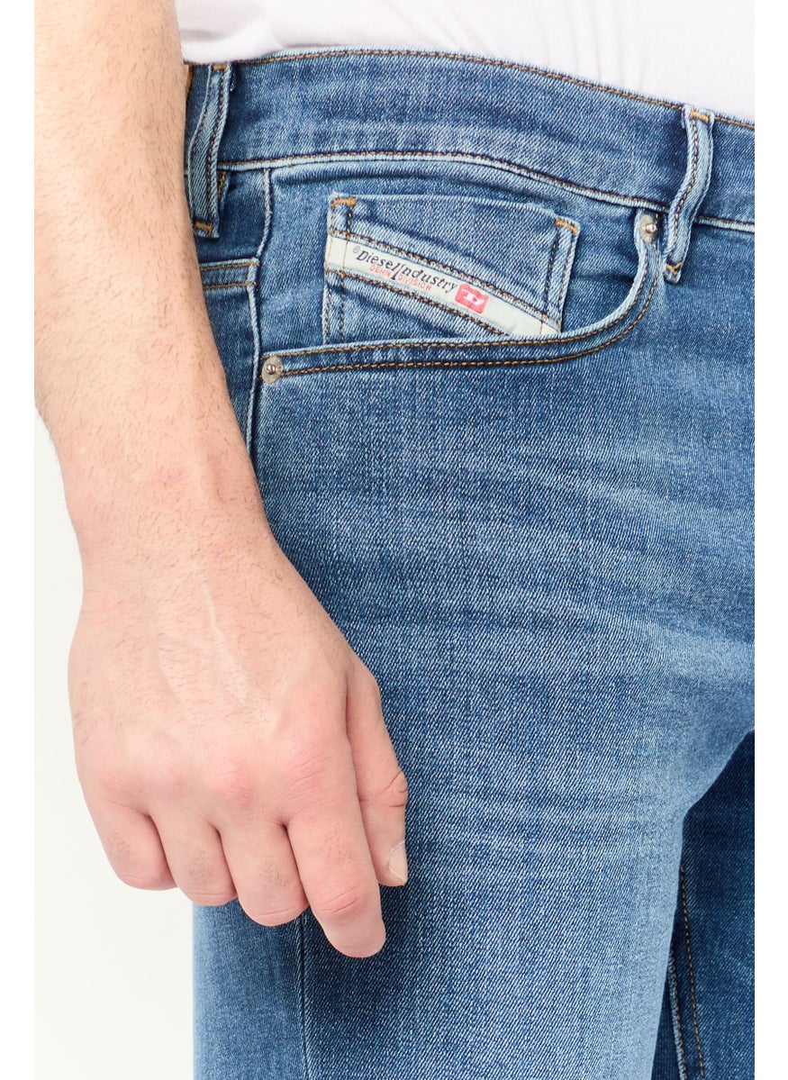 Men Tapered Fit Washed Stretchable D Fining Jeans, Blue