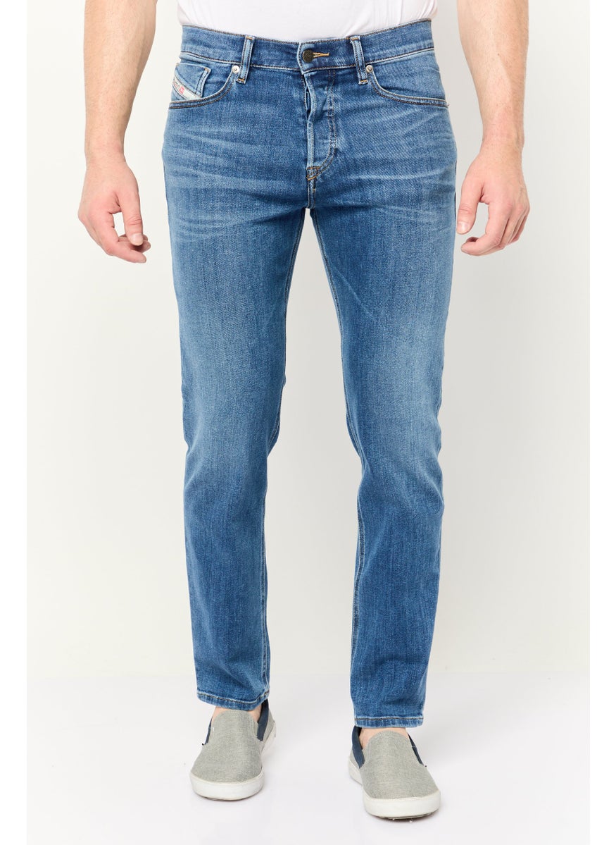 Men Tapered Fit Washed Stretchable D Fining Jeans, Blue