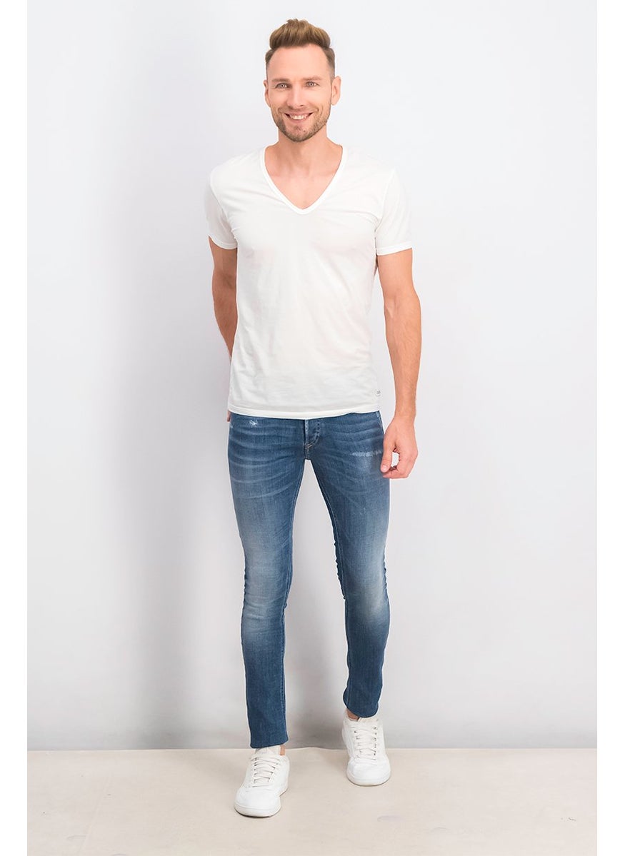 Men Skinny Fit Wash Stretchable Denim, Blue