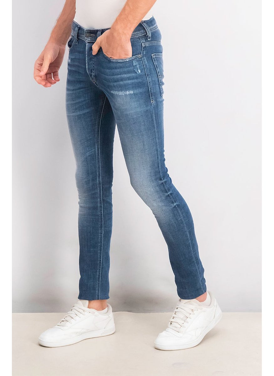 Men Skinny Fit Wash Stretchable Denim, Blue