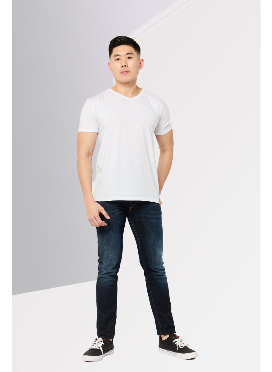 Men Sleenker Skinny Fit Washed Stretchable Jeans, Navy