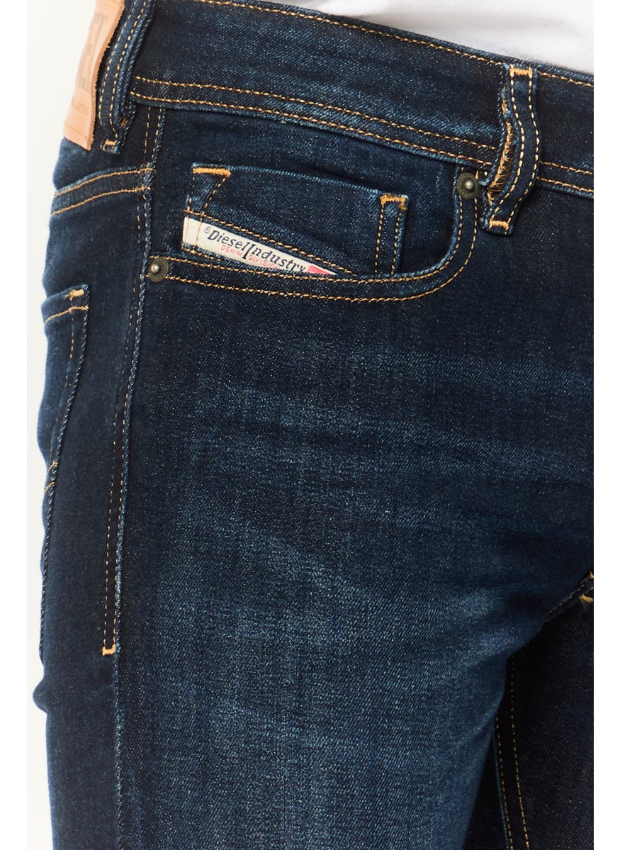 Men Sleenker Skinny Fit Washed Stretchable Jeans, Navy
