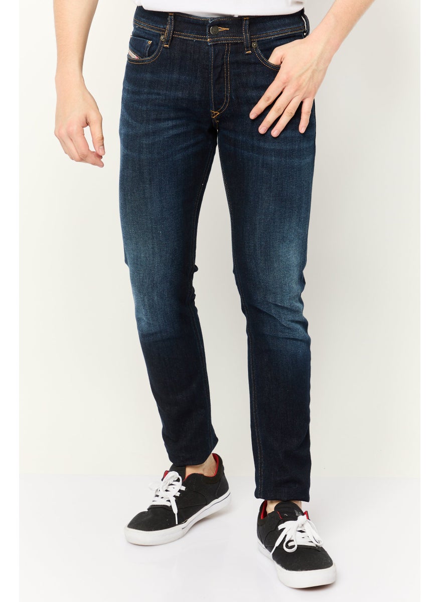 Men Sleenker Skinny Fit Washed Stretchable Jeans, Navy