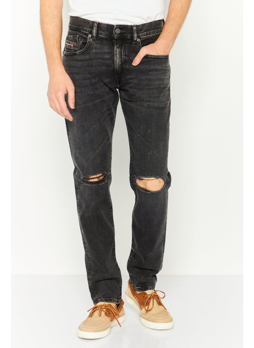Men Slim Fit Washed Stretchable Denim, Black