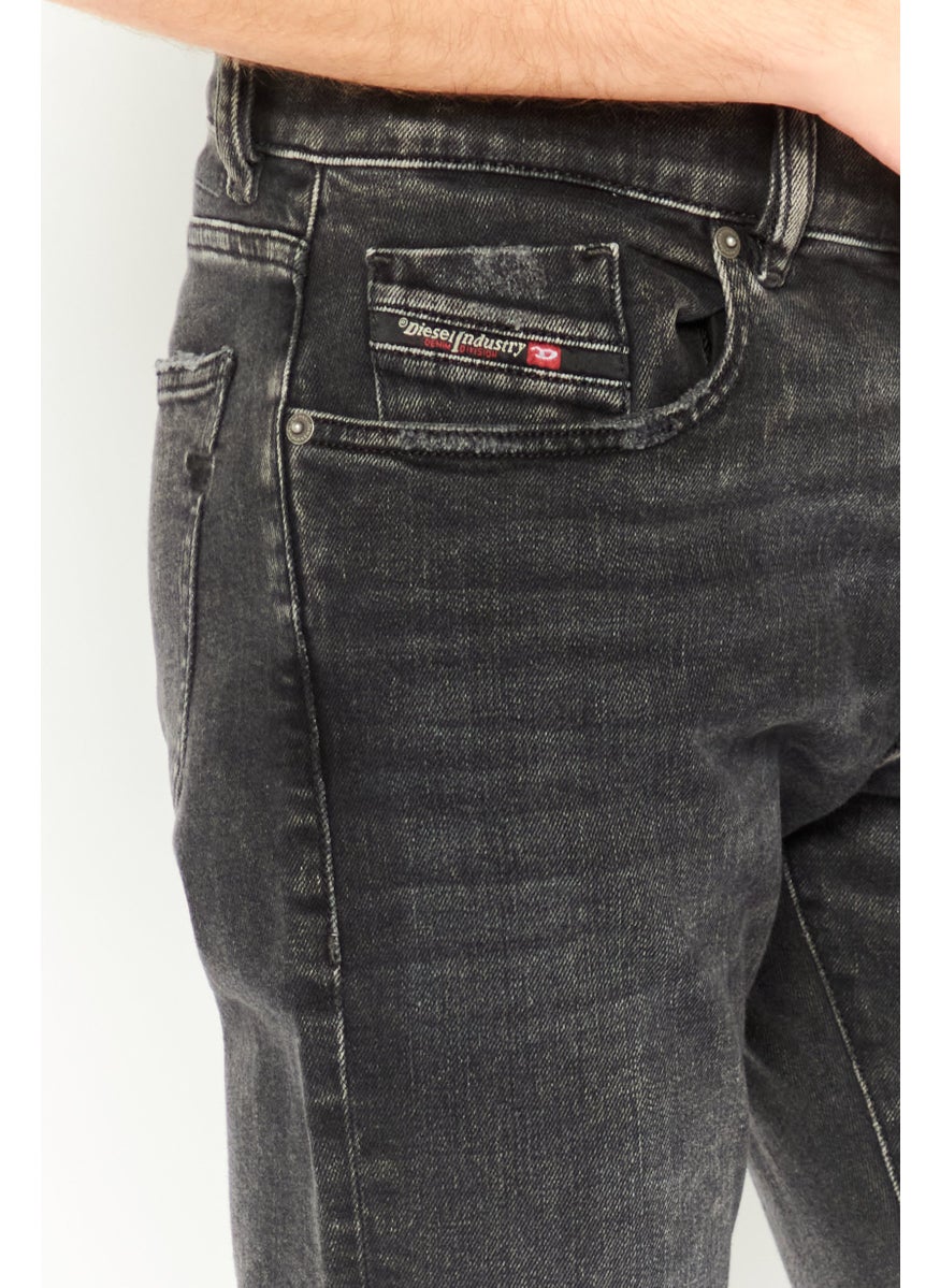 Men Slim Fit Washed Stretchable Denim, Black