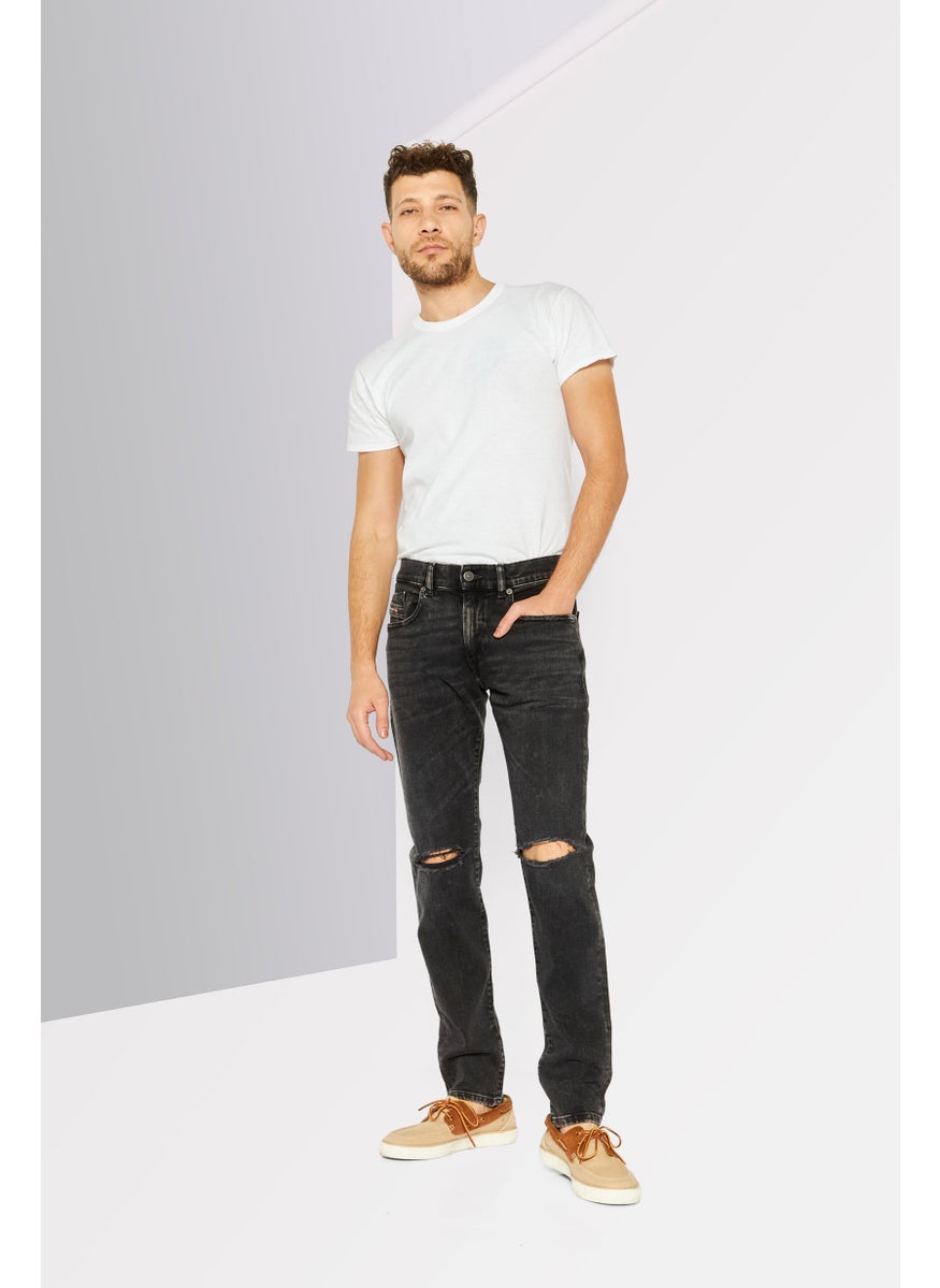 Men Slim Fit Washed Stretchable Denim, Black
